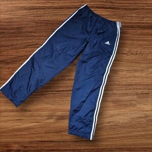 Adidas Blue Track Wind Snap Away Pants with White Stripes